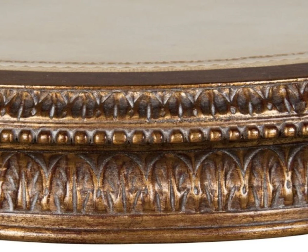 Luxury Baroque side table brown / white Ø 47 x H. 70 cm - Baroque living room furniture