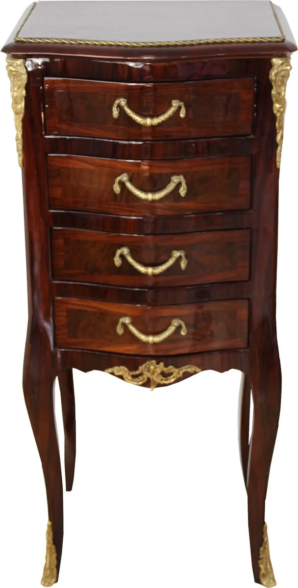 Baroque chest of drawers mahogany inlaid with 4 drawers 80 x 36 x 30 cm - antique style