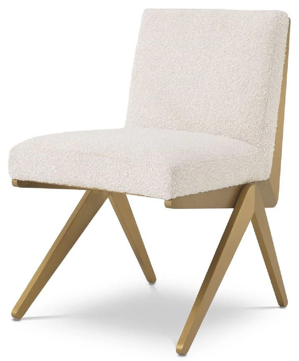 Luxury dining room chair cream / brass 54.5 x 62 x H. 80 cm - Luxury dining room furniture