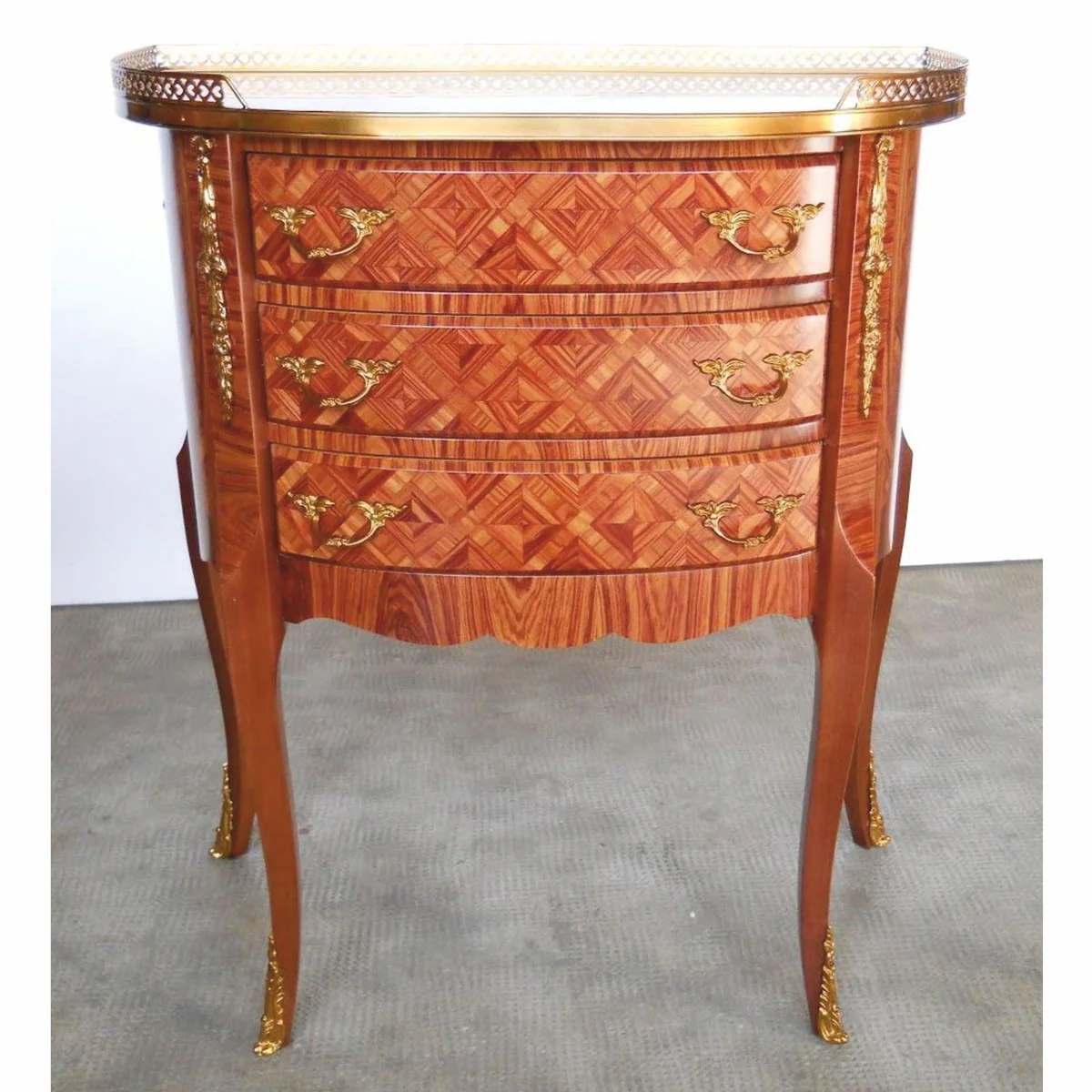 Luxury Baroque Nightstand with 3 Drawers Brown / Gold - Baroque Bedroom Furniture