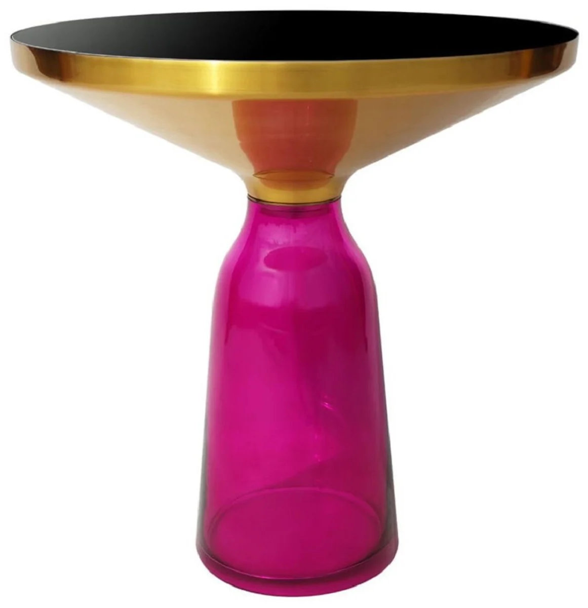 Luxury side table black / gold / purple Ø 50 x H. 53 cm - Round glass table - Living room furniture - Luxury furniture