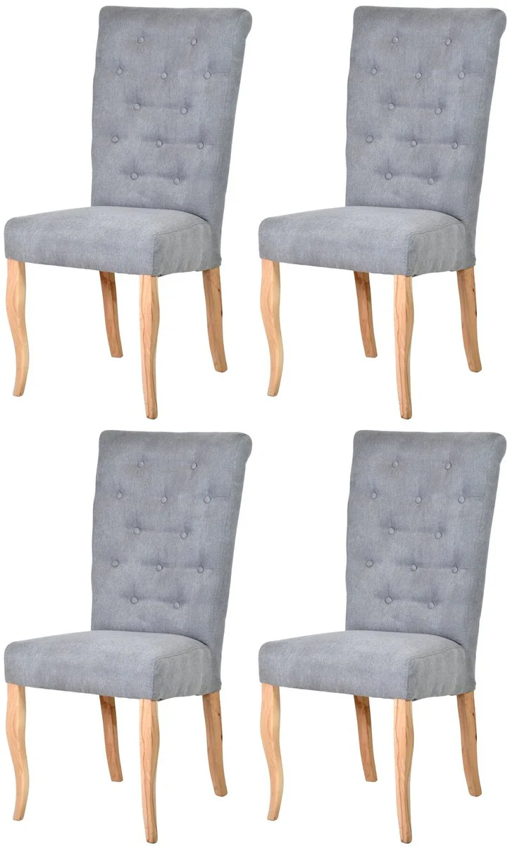 Chesterfield Neo Baroque Dining Room Chair Set of 4 Gray / Natural Colors - Kitchen Chairs Set - Dining Room Furniture - Chesterfield Furniture - Neo Baroque Furniture