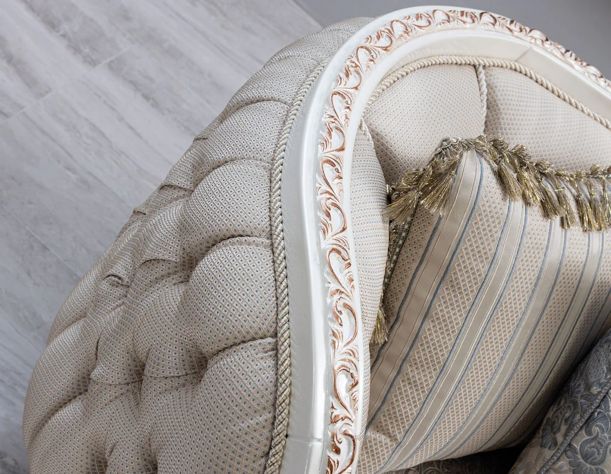 Luxury Baroque Sofa Multicolored / Cream White / Copper - Baroque Style Living Room Sofa with Elegant Pattern - Luxury Living Room Furniture in Baroque Style - Baroque Furnishings - Baroque Furniture