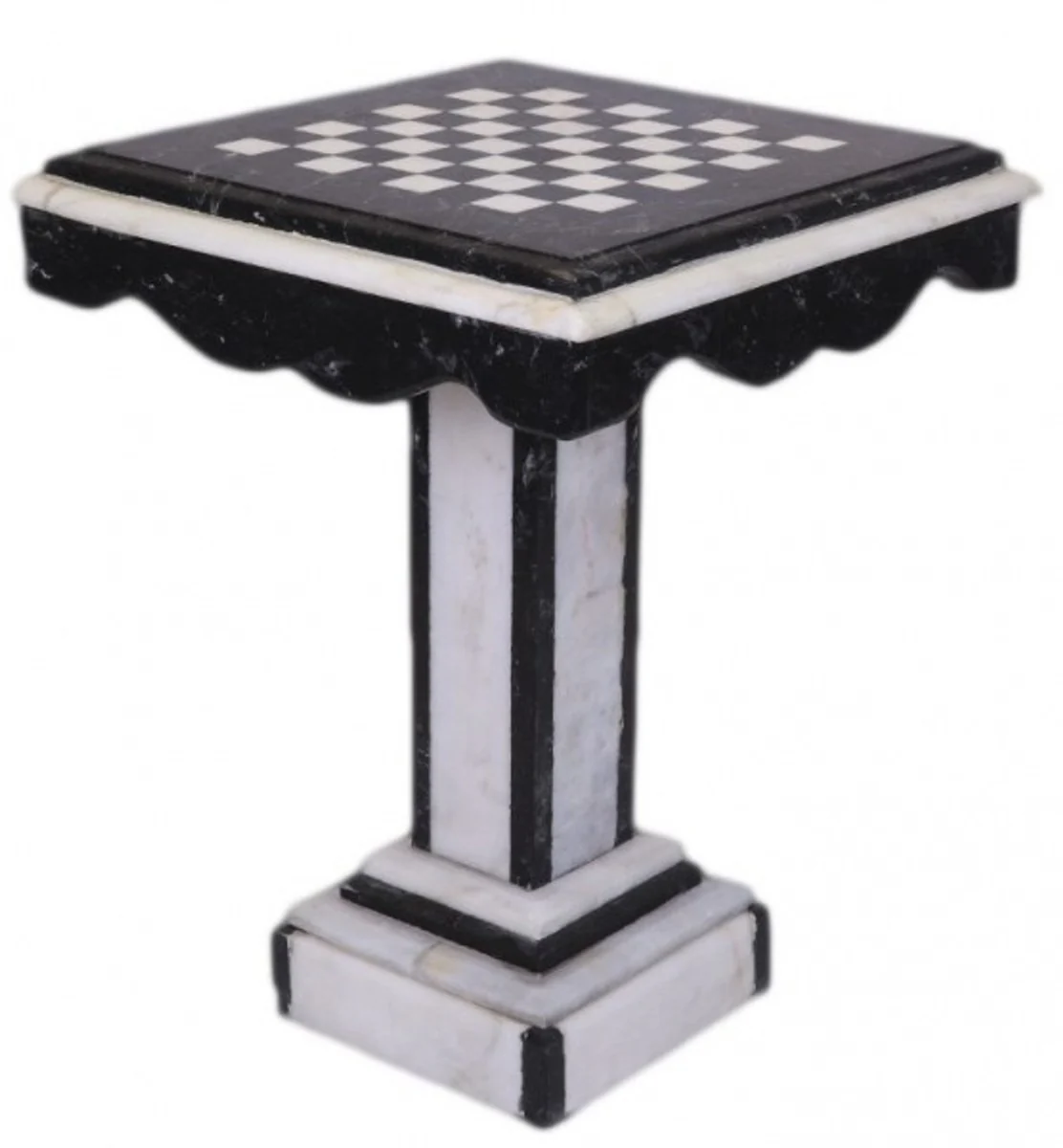 Luxury Baroque Game Table Chess / Checkers Table Marble Black - White - Furniture Antique Style Art Deco Art Nouveau