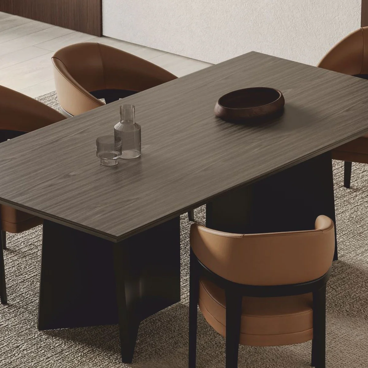 Luxury Dining Room Chair Set of 6 with Armrests Brown / Black - Hotel & Dining Room Furniture