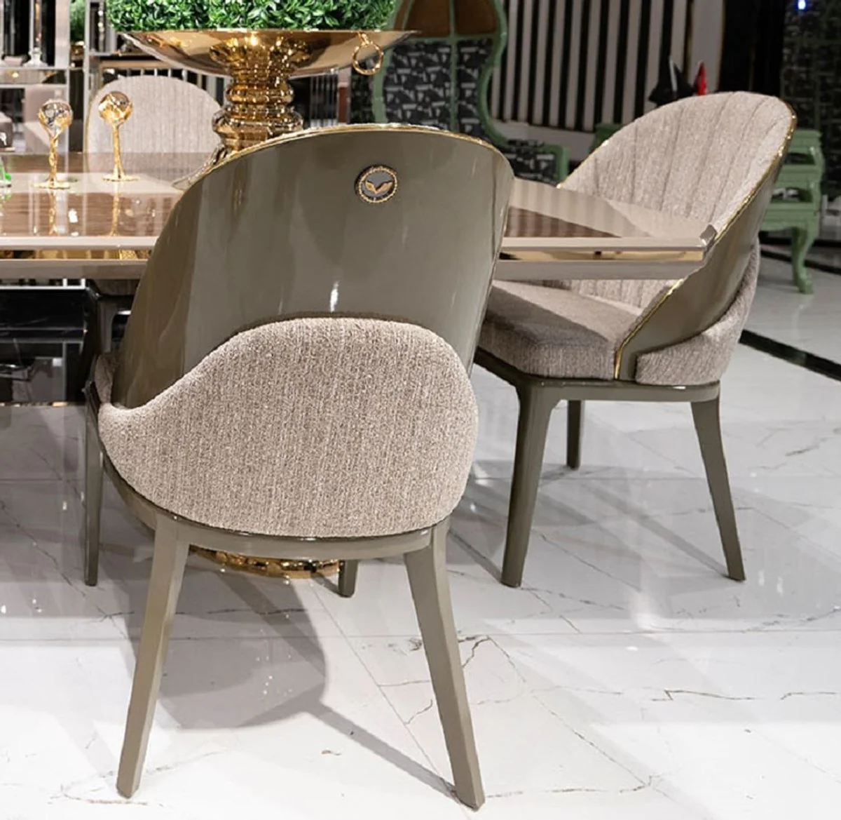 Luxury Dining Room Chair Set of 6 Gray / Gold - Luxury Kitchen Chairs - Dining Room Furniture - Restaurant Furniture - Luxury Furniture