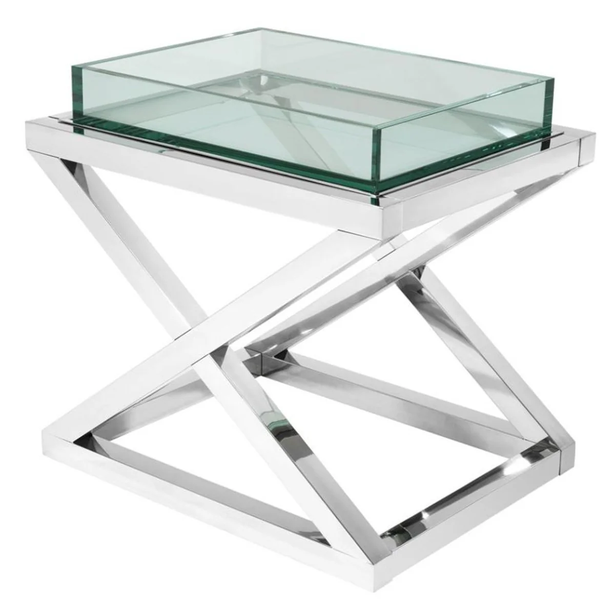 Designer side table silver 61 x 48 x H. 58.5 cm - luxury hotel furniture