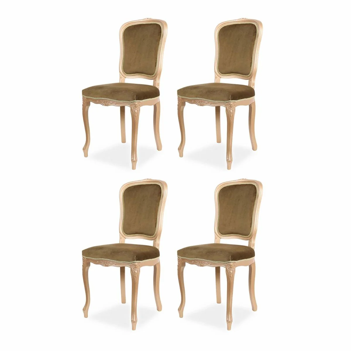 Luxury Baroque Dining Room Chair Set of 4 Olive Green / Beige H. 100 cm - Baroque Dining Room Furniture
