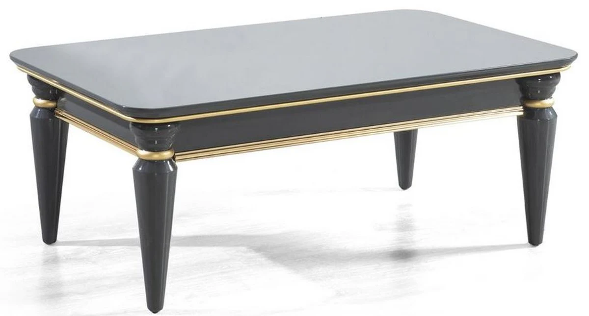 Luxury Art Deco coffee table gray / gold 110 x 70 x H. 42 cm - Noble solid wood living room table - Living room furniture