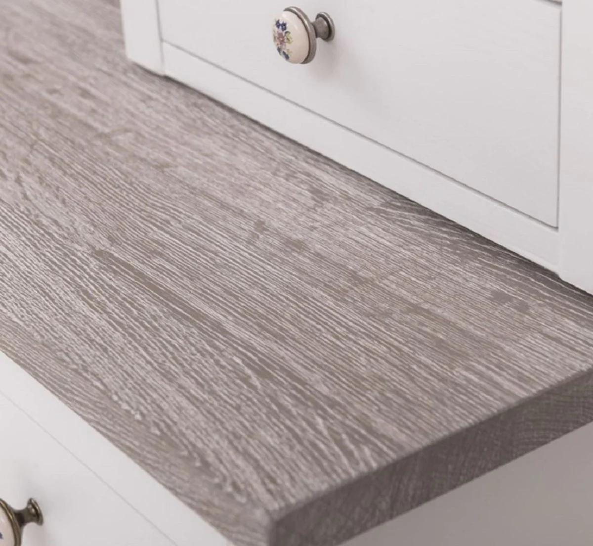 Country house style kitchen cabinet white / gray 138 x 50 x H. 197 cm - 2-part kitchen cabinet with 5 doors and 7 drawers - country house style kitchen furniture