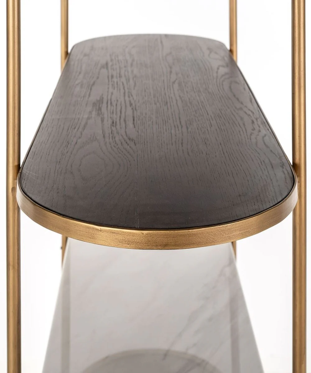 Luxury shelf cabinet dark brown / white / brass 120 x 40 x H. 200 cm - living room furniture - living room furnishings - luxury furniture - luxury furnishings - furniture luxury