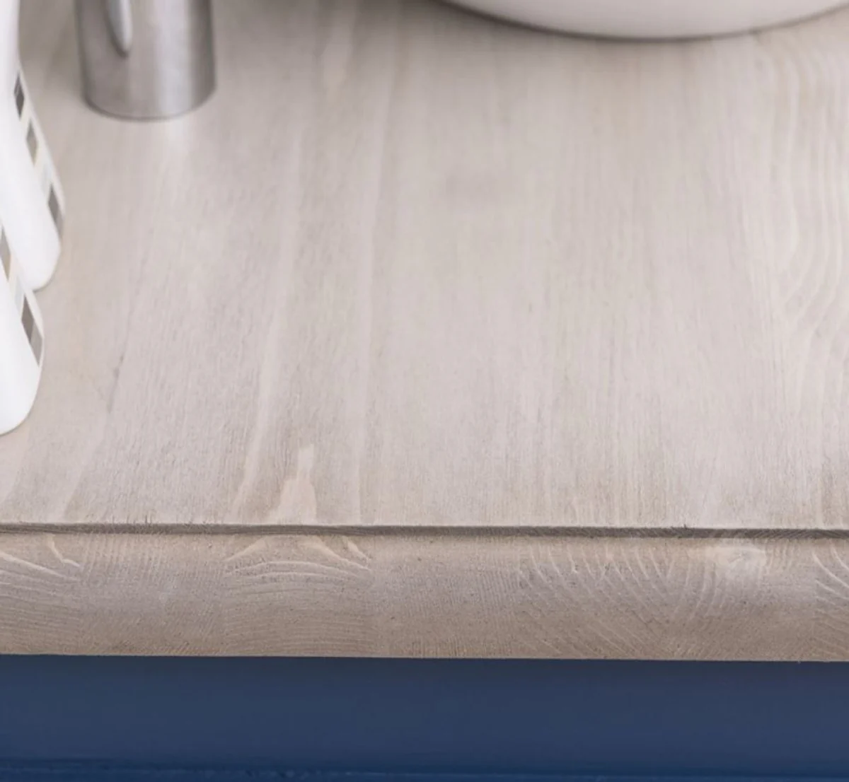 Country house style bathroom set blue / light gray - 1 washbasin & 1 wall mirror - solid wood bathroom furniture in country house style