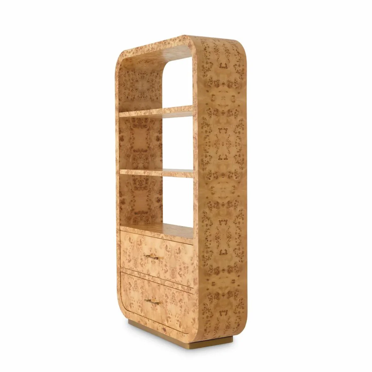 Luxus Regalschrank mit 2 Schubladen Hellbraun / Antik Messing H. 210 cm