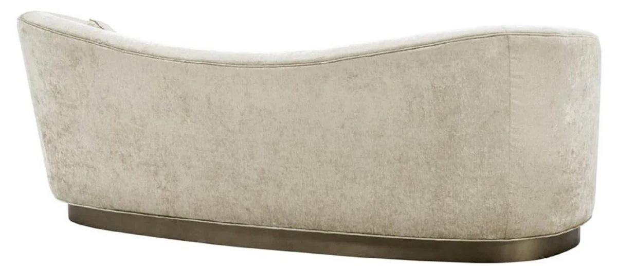 Luxury living room sofa white-beige / bronze 230 x 85 x H. 82 cm - Curved luxury couch with 2 decorative cushions