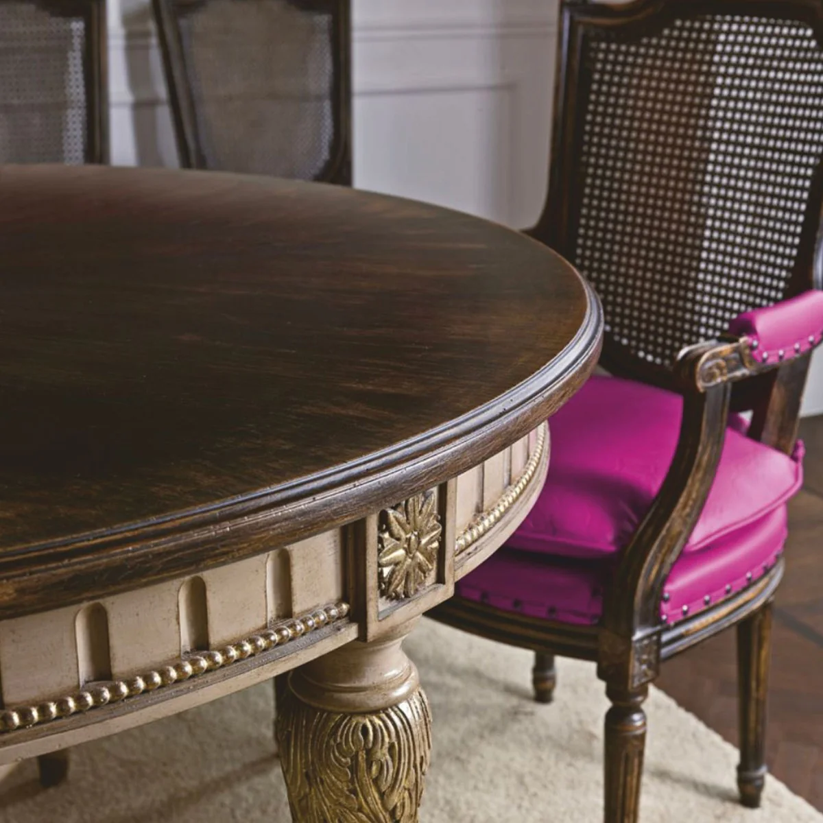 Luxury Baroque Dining Table Brown / Gray / Gold 220-340 cm - Baroque Furniture - Made in Italy