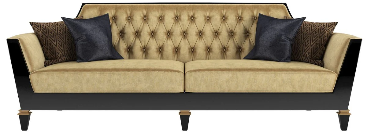 Luxury baroque living room sofa gold / black 260 x 95 x H. 93 cm - magnificent living room furniture in the baroque style