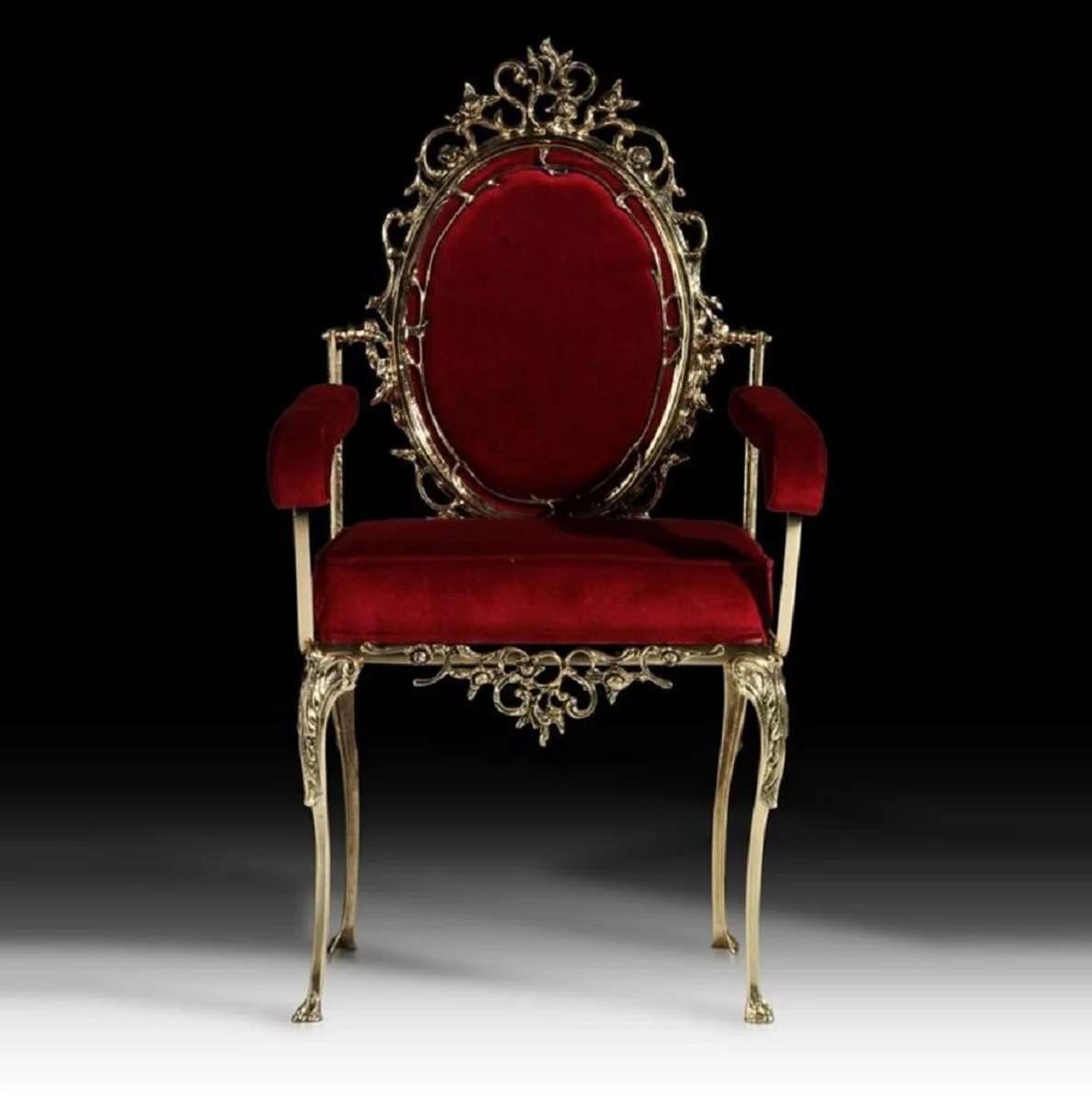 Luxury Baroque Velvet Dining Chair Bordeaux Red / Gold - Baroque Style Dining Room Furniture