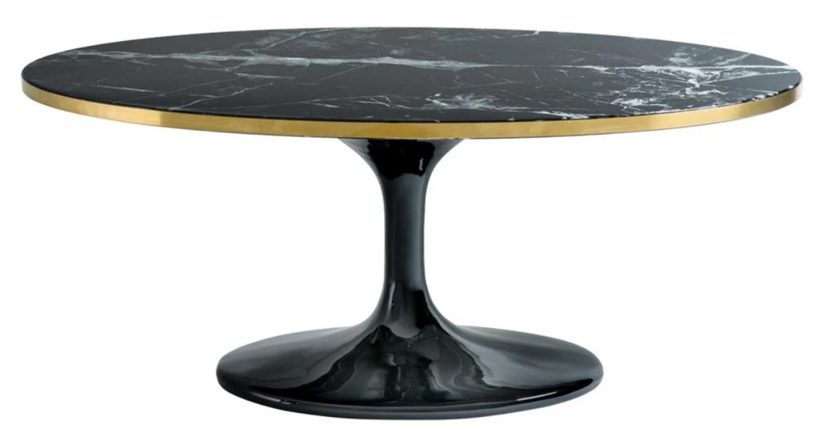 Luxury coffee table oval black / brass 120 x 60 x H. 50.5 cm - luxury living room table