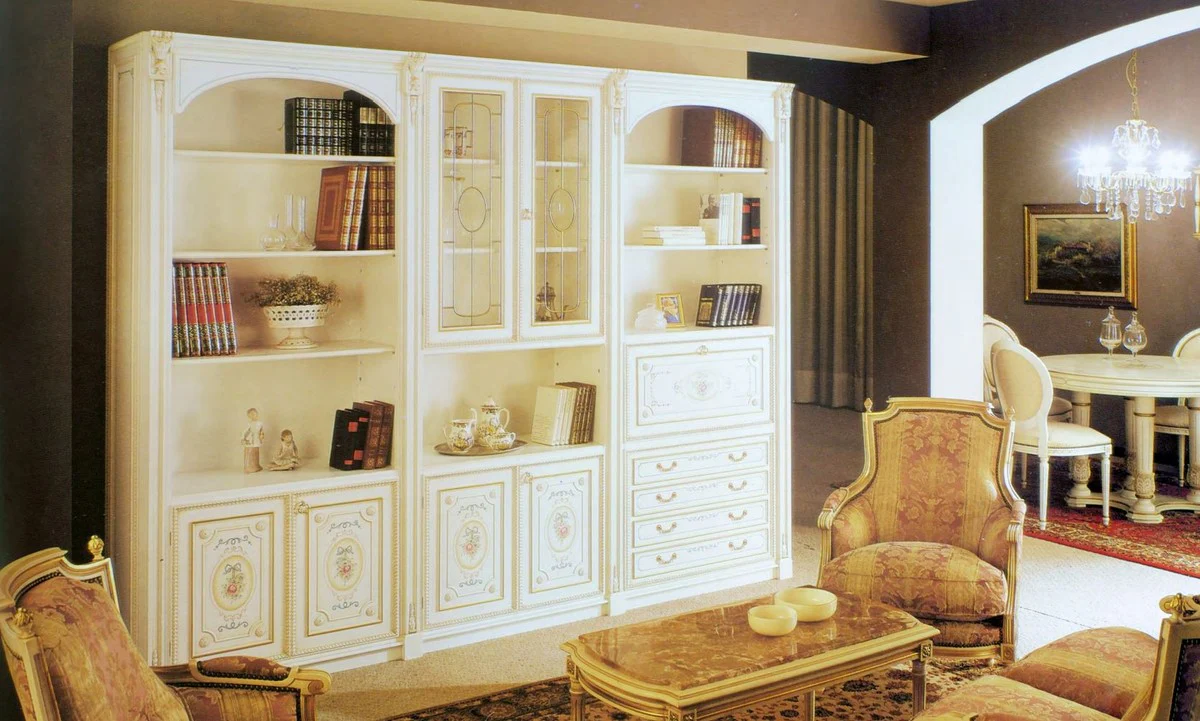 Luxury Baroque Cabinet White / Multicolored / Gold - Handmade Baroque Living Room Cabinet - Baroque Living Room Furniture - Luxury Quality - Made in Italy