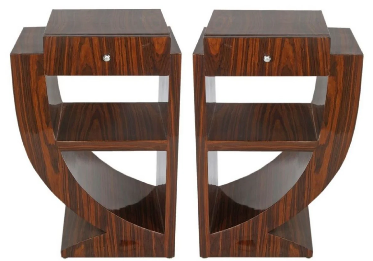 Art Deco side table set brown 50 x 40 x H. 75 cm - mahogany side tables with drawer - bedside tables - luxury quality