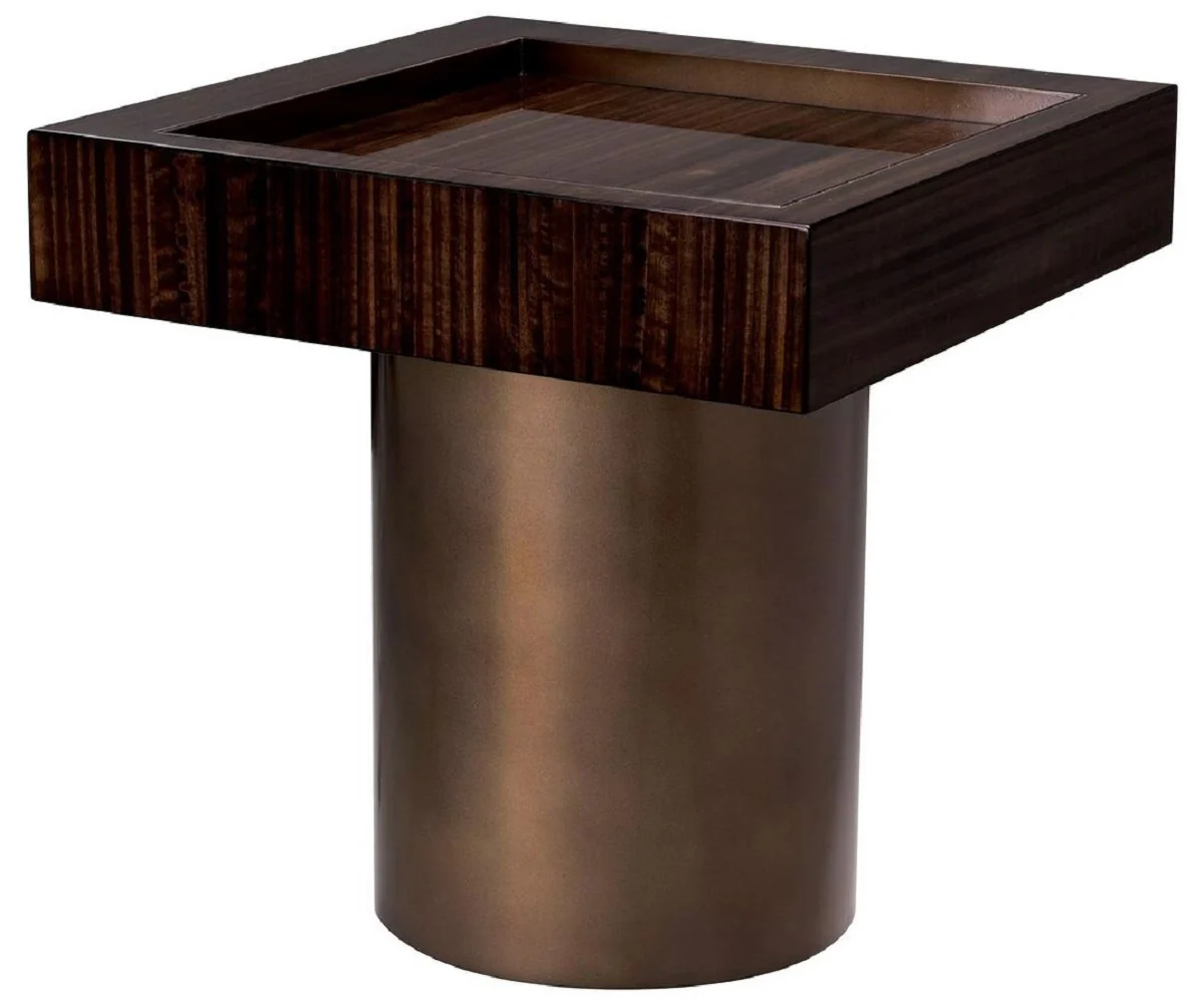 Luxury side table dark brown high gloss / bronze 50 x 50 x H. 50 cm - Square living room table - Living room furniture - Luxury furniture - Luxury furnishings - Living room furnishings