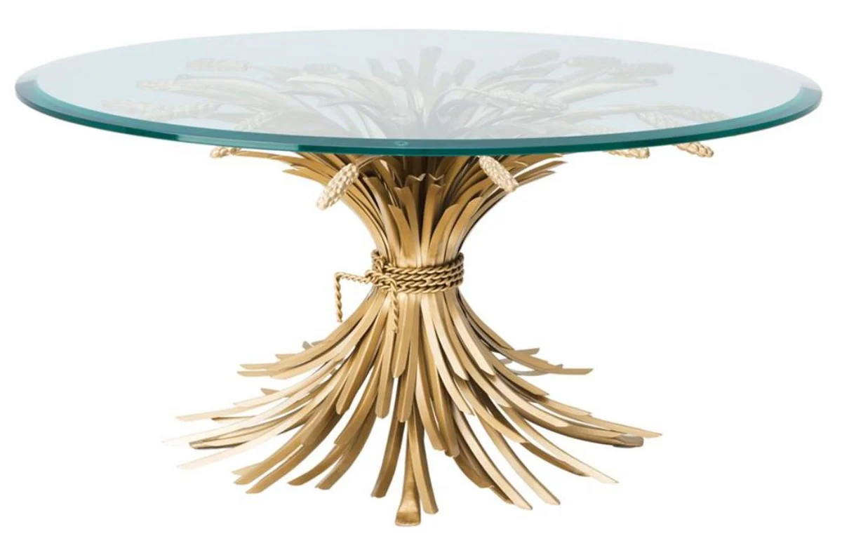 Luxury coffee table / living room table antique gold Ø 90 x H. 43 cm - designer furniture