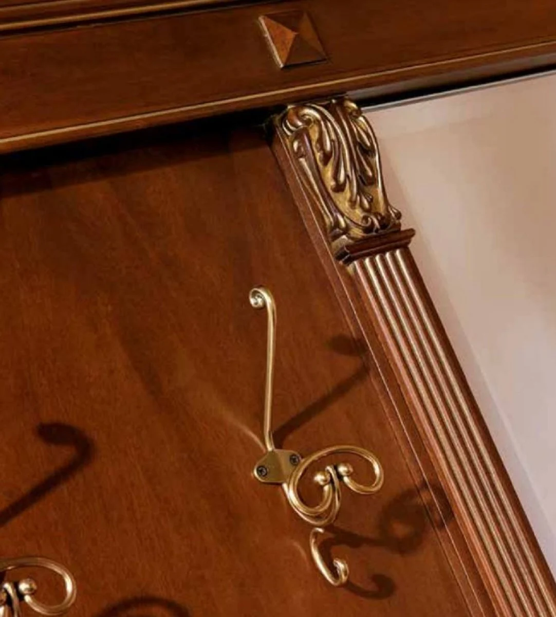 Luxury baroque wardrobe with mirror brown / gold - solid wood wardrobe in baroque style - luxury wardrobe furniture in baroque style - baroque furniture - luxury quality - Made in Italy