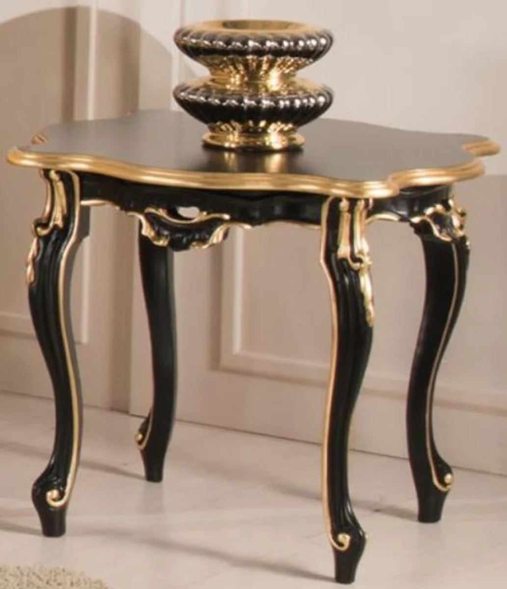 Luxury baroque side table black / gold 62 x 62 x H. 57 cm - Noble table in baroque style - Baroque living room furniture