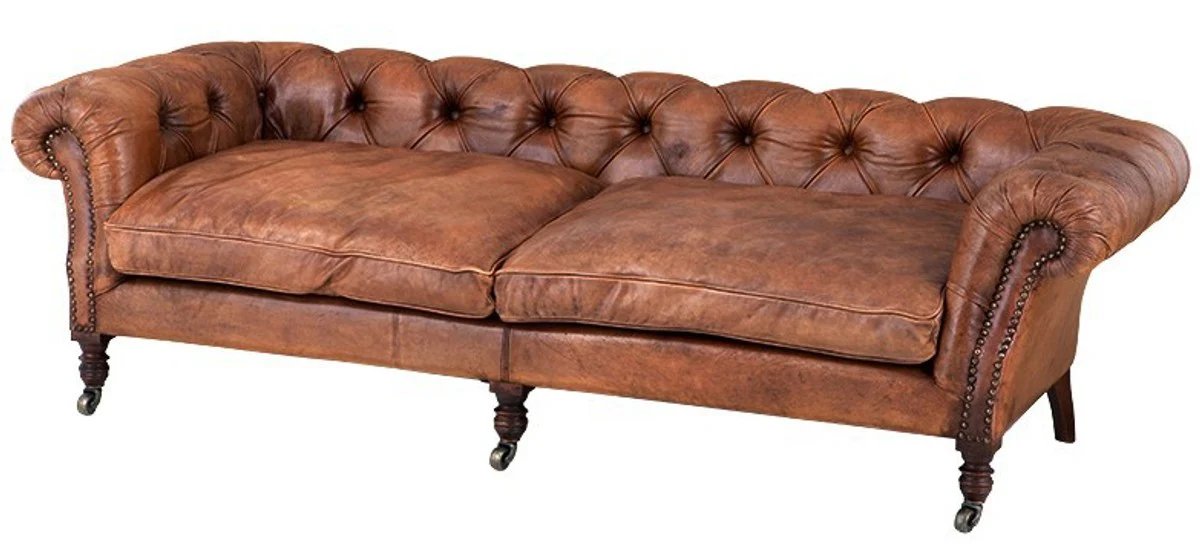Luxury Real Leather Sofa Vintage Leather Brown - 3 Seater - Luxury Hotel Club Furniture