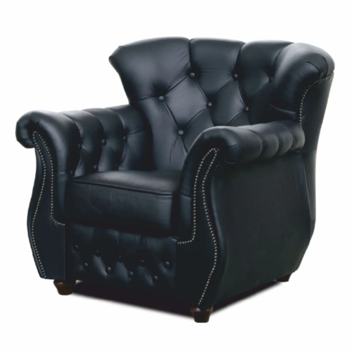 Luxury Chesterfield Leather Armchair Black / Dark Brown - Chesterfield Furniture