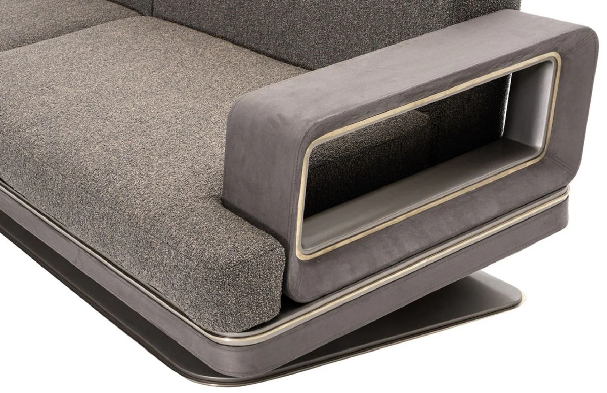 Luxury sofa gray / silver 290 x 94 x H. 76 cm - Living room sofa - Hotel sofa - Living room furniture - Living room furniture - Hotel furniture - Luxury furniture - Luxury furniture