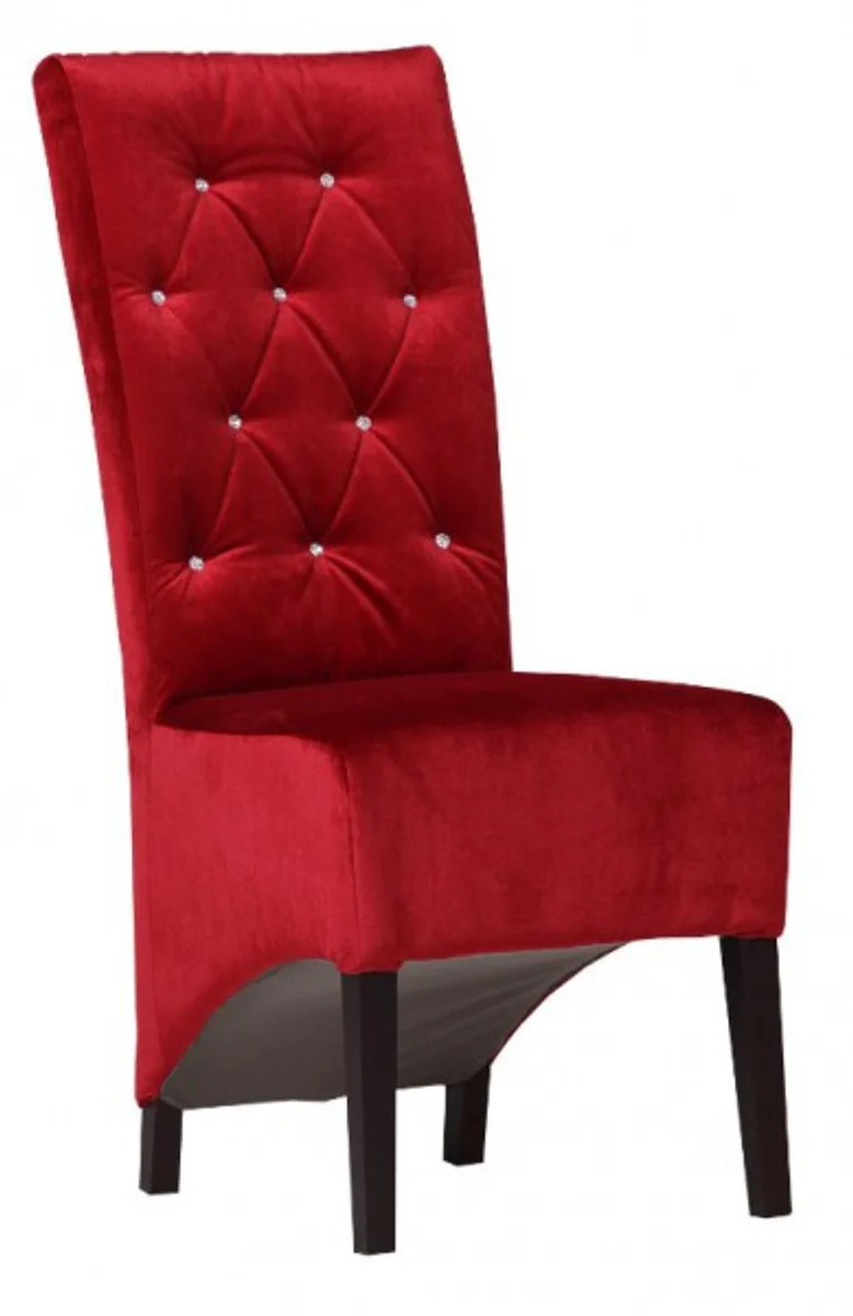 Designer Chesterfield dining chair Bordeaux red / black with bling bling rhinestones