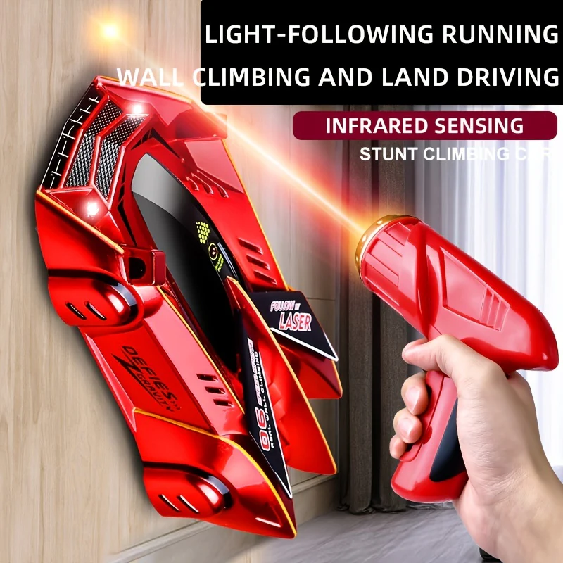 Lasergesteuertes Zero-Gravity-Stuntauto zum Klettern an der Wand – 360° drehbare Dual-Modi, LED-Leuchten und wiederaufladbare Batterien – perfektes Outdoor-Sportspielzeug und Geburtstagsgeschenke für Jungen und Mädchen!