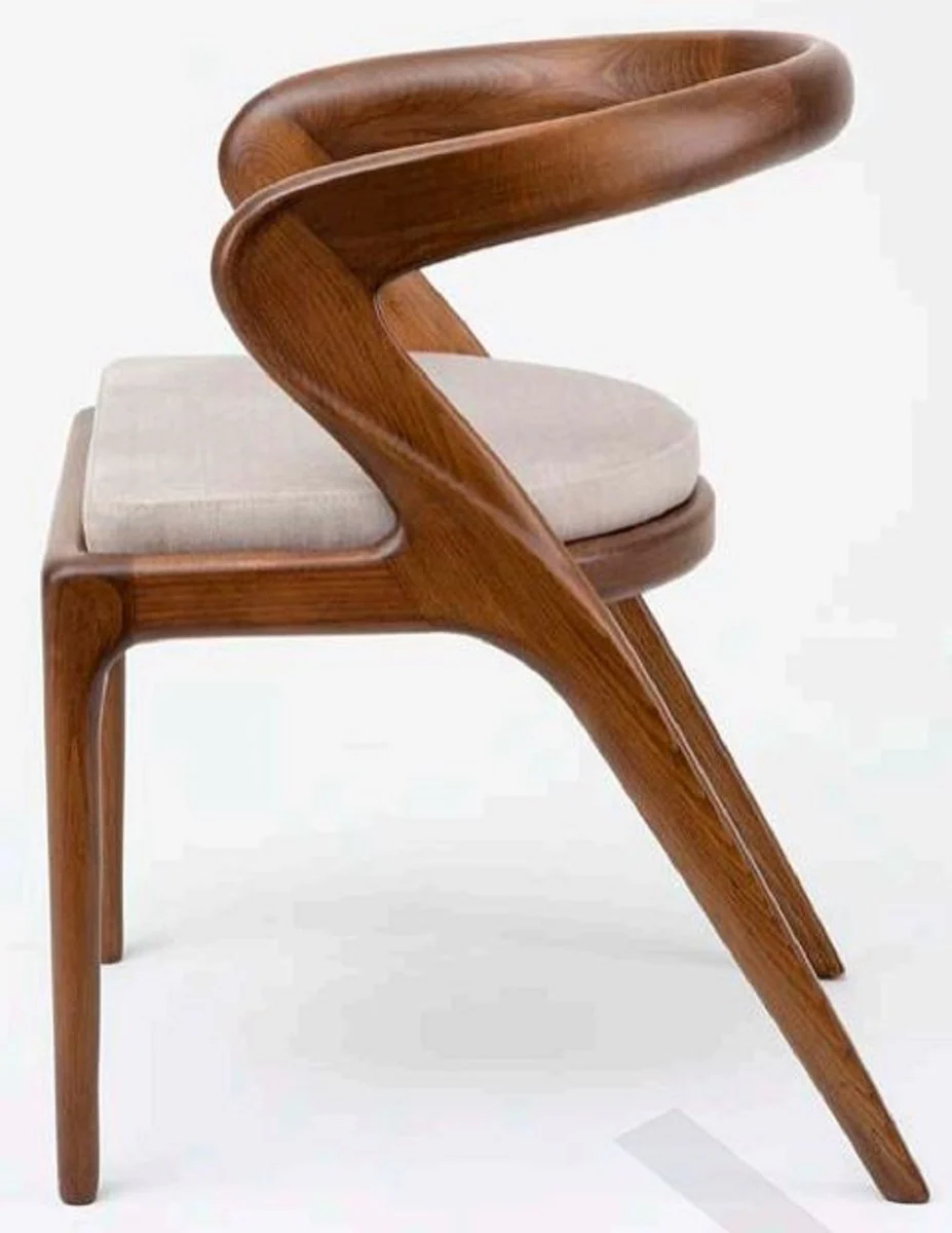 Luxury dining room chair set of 6 brown / gray 57 x 67 x H. 77 cm - Luxury solid wood kitchen chairs - Dining room furniture - Kitchen furniture - Luxury furniture - Luxury dining room furnishings