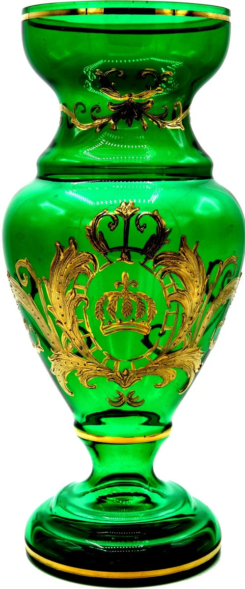 Pompöös by luxury trophy vase with 24 carat gold plating green / gold Ø 14 x H. 30.5 cm - Pompöös flower vase designed by Harald Glööckler
