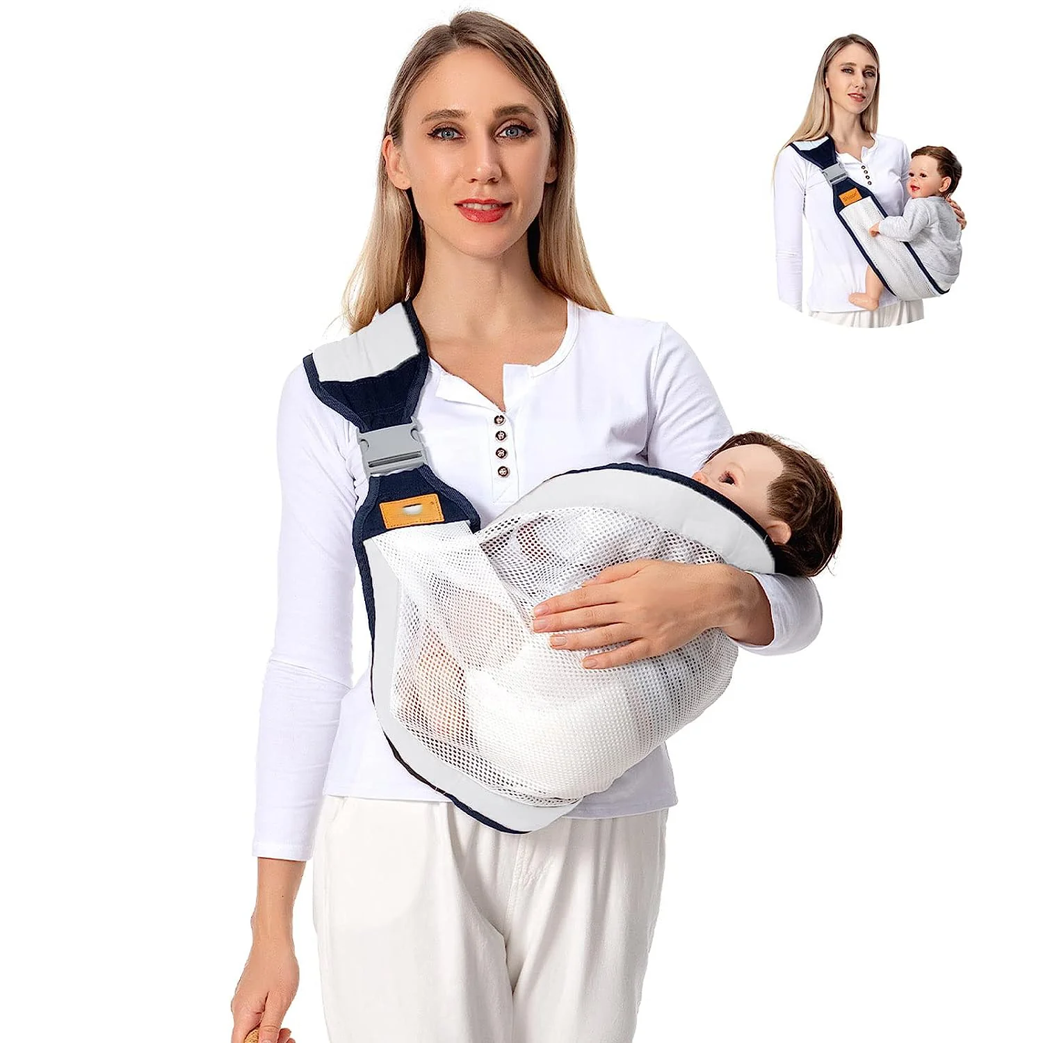 Babytrage für Neugeborene bis Kleinkinder, leichte Babytrage, Babytragetuch, Baby-Hüftsitztrage für Kleinkindertrage, Babyhaltertrage, Stilltrage, Tragkraft 3,6–20,3 kg, Grau