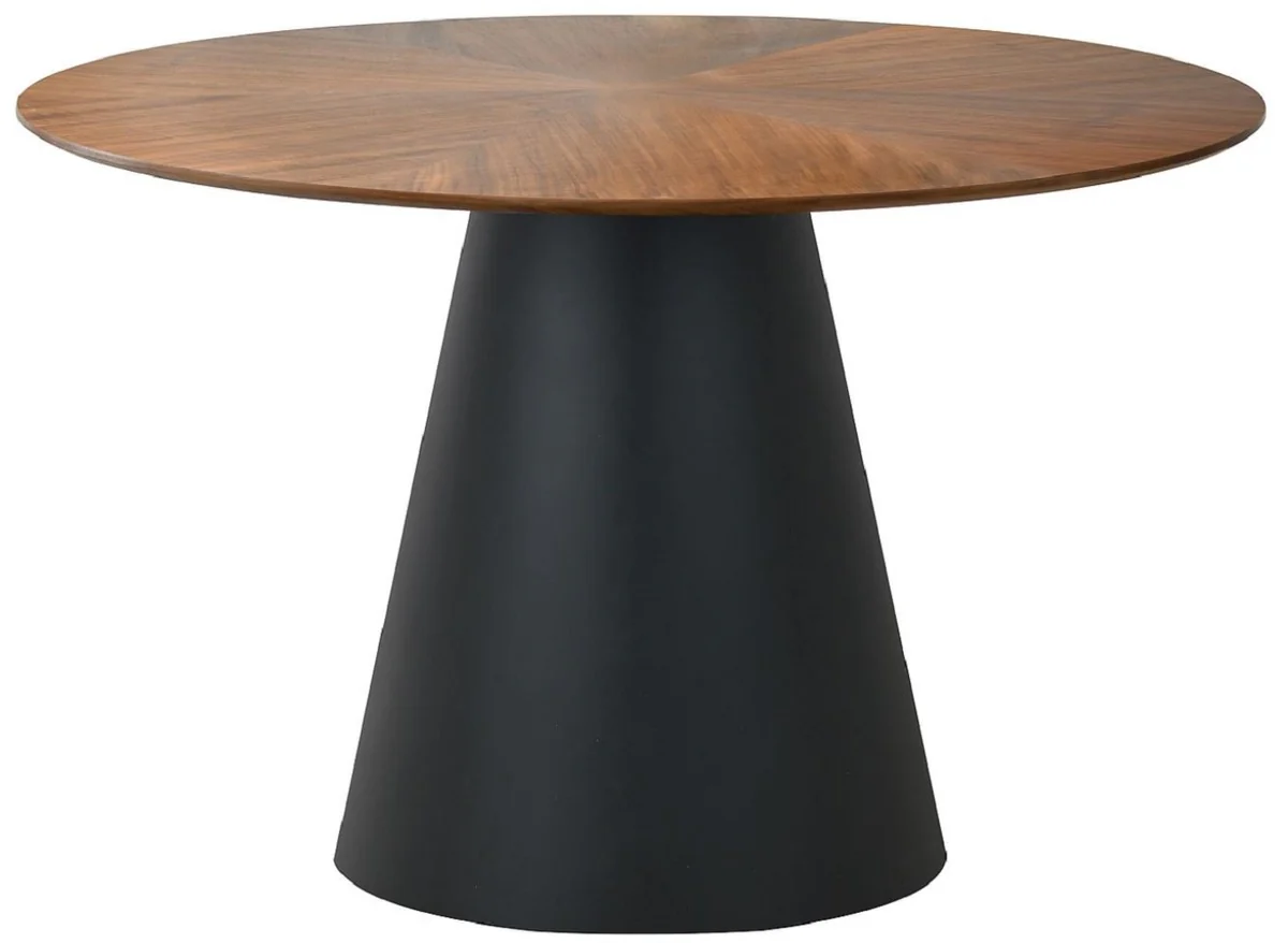Luxury dining table brown / matt black Ø 120 x H. 75 cm - Round dining room table - Dining room furniture - Kitchen furniture