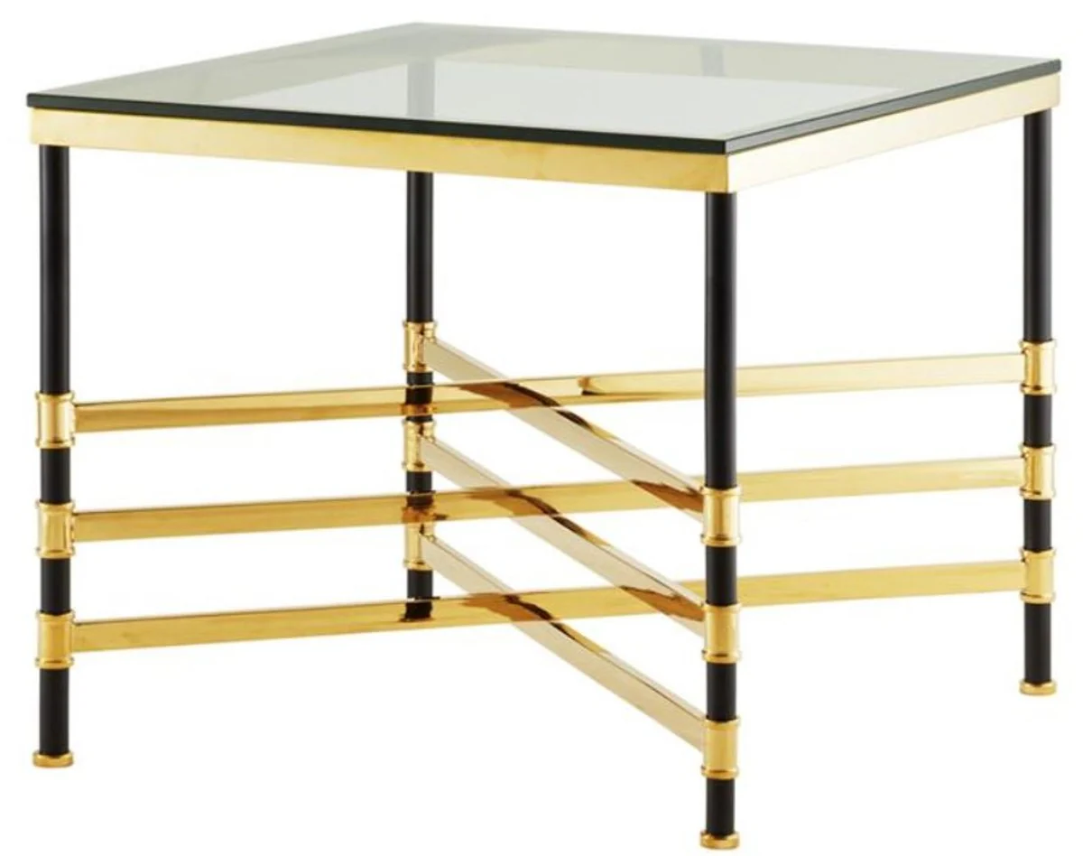 Living room side table gold / black 65 x 65 x H. 55 cm - luxury living room furniture