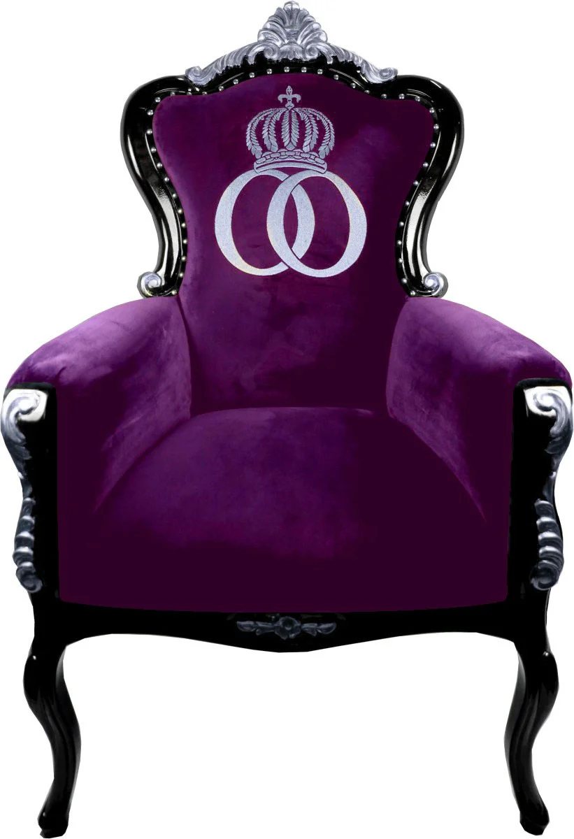 Pompöös by Luxury Baroque Armchair Bergere Purple / Black / Silver - Pompöös Baroque armchair designed by Harald Glööckler