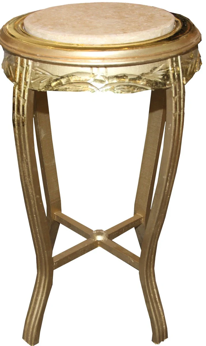Baroque side table round gold/cream antique look - 70 x 40cm