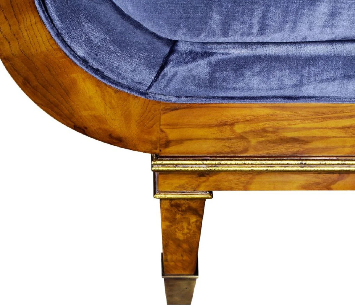 Luxury Art Nouveau 4 Seater Velvet Sofa Blue / Light Brown - Elegant Handmade Living Room Sofa - Baroque & Art Nouveau Living Room Furniture