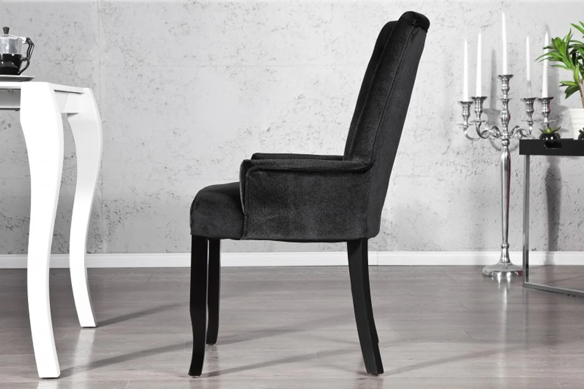 Luxury dining room chair with armrests and rhinestones, black Mod2 - Baroque furniture