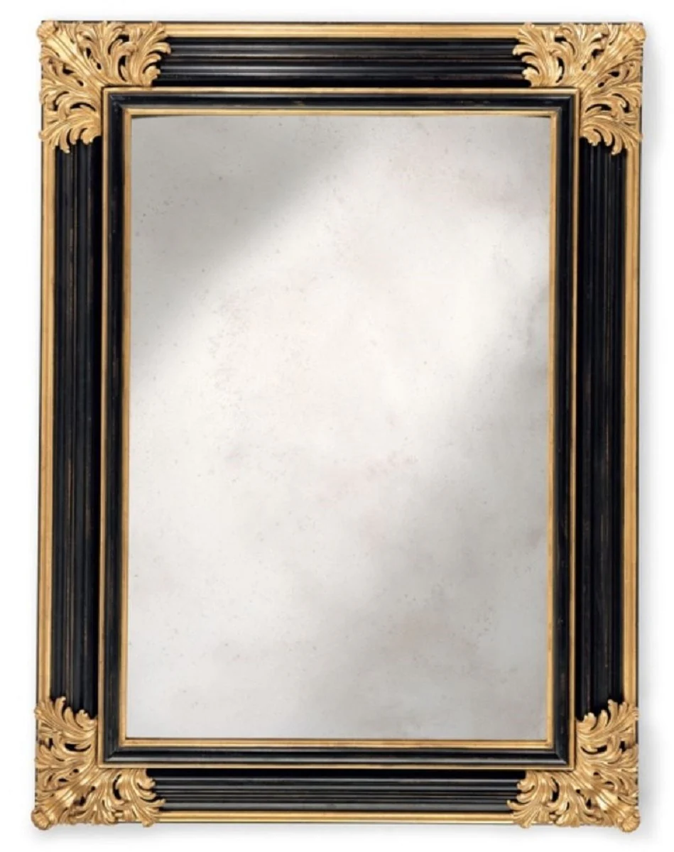 Luxury Baroque Mirror Black / Gold - Handmade Italian Baroque Style Wall Mirror with Antique Mirror Glass - Luxury Furniture in Baroque Style - Luxury Quality - Made in Italy