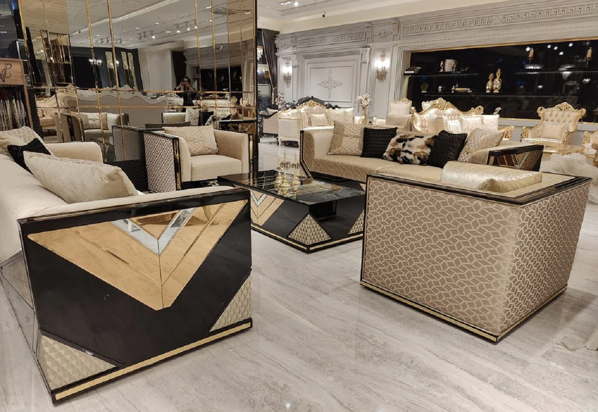 Luxury 3 seater sofa gold / black - living room sofa - hotel sofa - living room furniture - hotel furniture - luxury furniture - living room furnishings - luxury furnishings