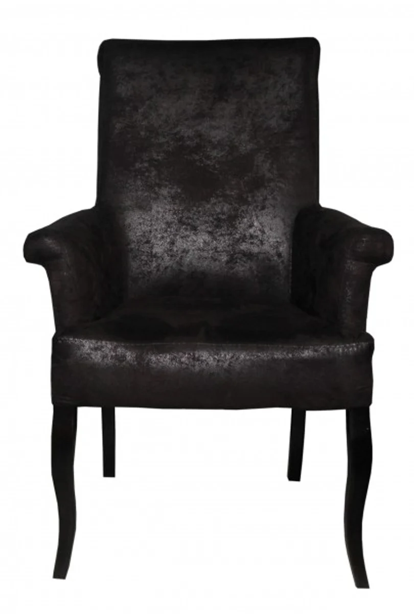 Dining room chair dark brown / brown suede with armrests - Baroque furniture