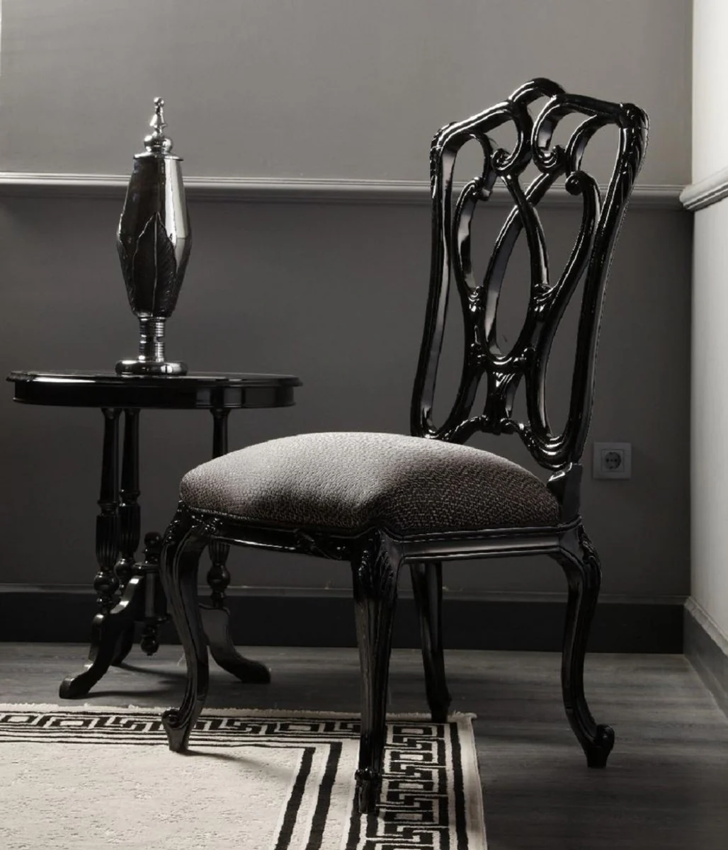 Luxury Baroque Dining Room Chair Gray / Black H. 116 cm - Baroque Dining Room Furniture