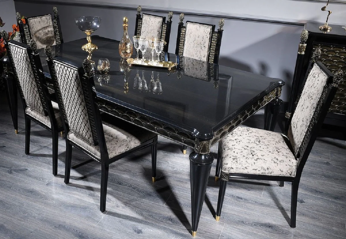 Luxury Baroque Dining Table Black / Gold - Handcrafted Solid Wood Dining Room Table - Baroque Dining Room Furniture - Noble & Magnificent