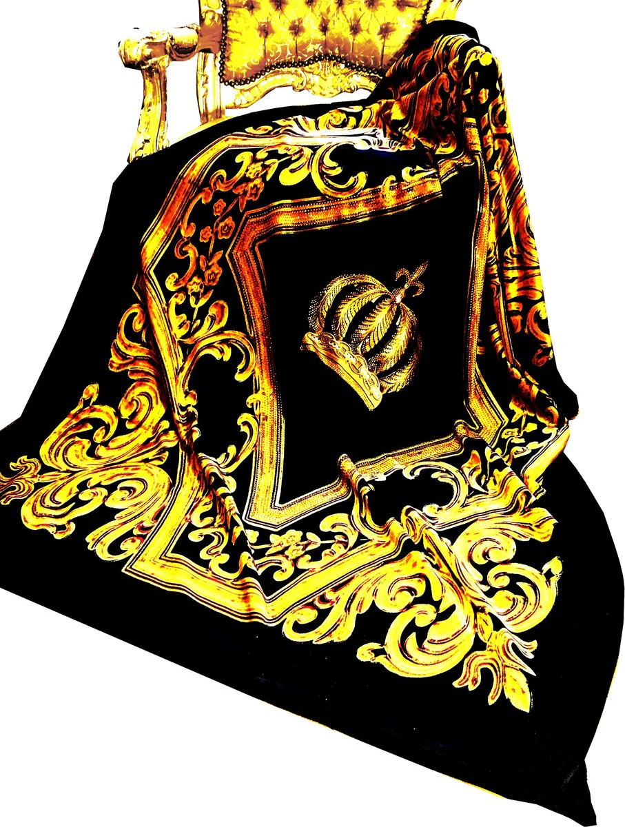 Luxury blanket Pompöös by Barock Krone black / gold by Harald Glööckler with glittering stones