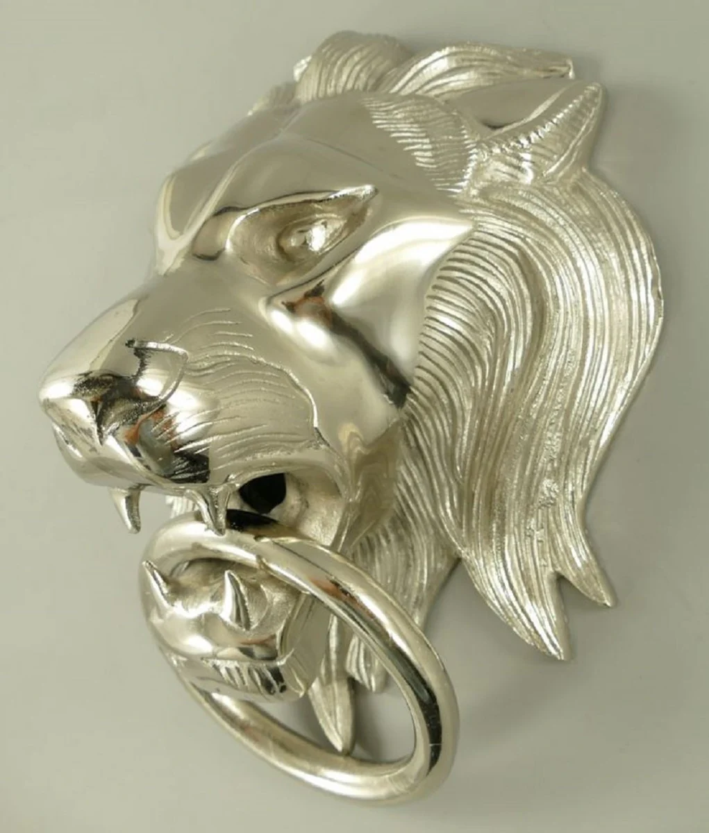 Baroque aluminum door knocker lion silver H. 40 cm - Baroque decorative accessories