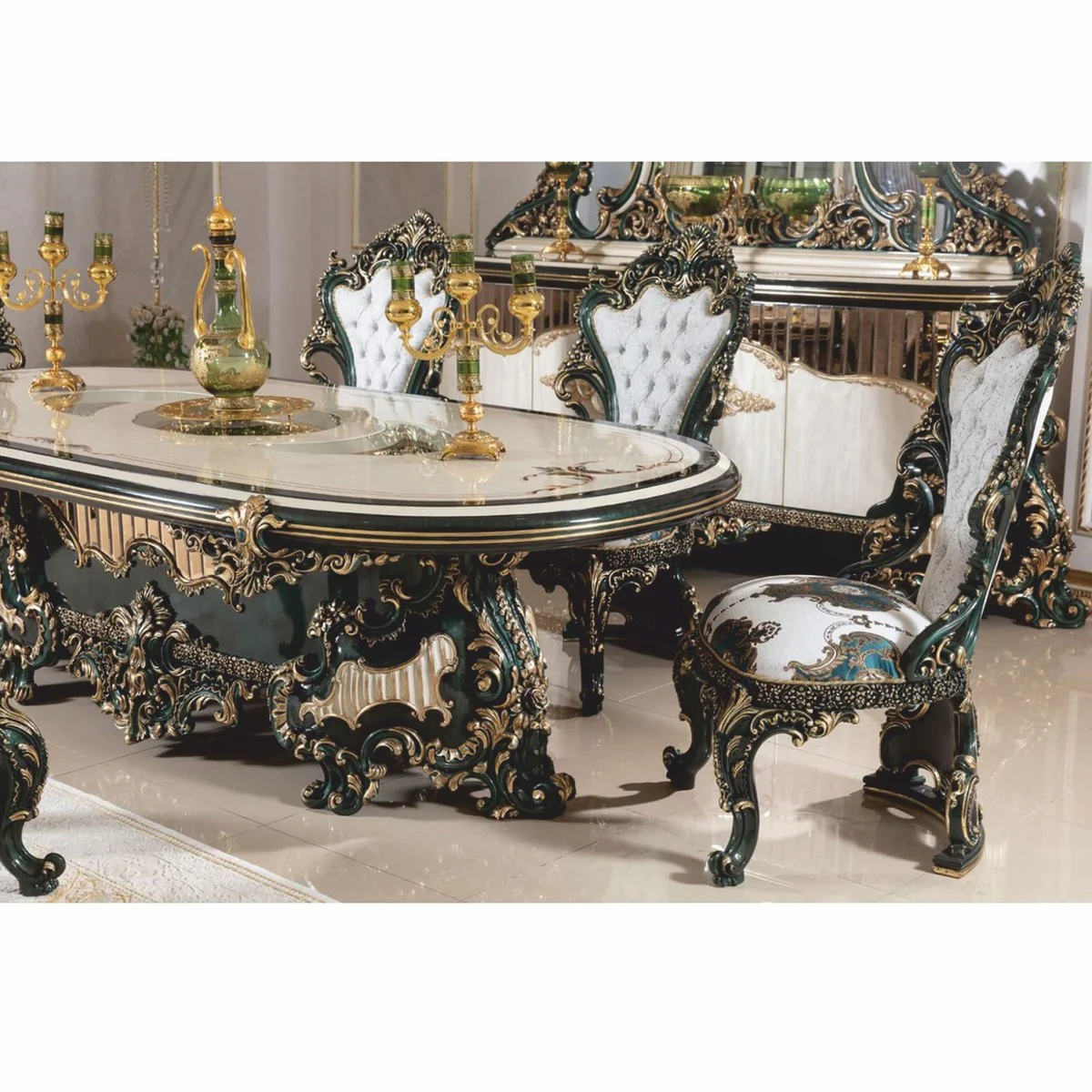 Luxury Baroque Dining Room Chair Set of 6 - Handmade Baroque Style Dining Room Furniture